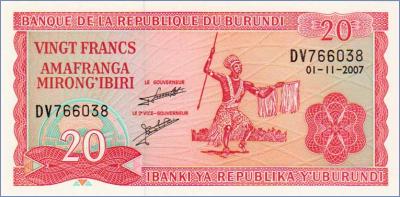 Бурунди 20 франков  2007 Pick# 27d
