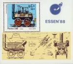 Лаос  1988 «Международная филателистическая выставка «ESSEN 88». Старинные локомотивы» (блок)