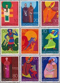 Лихтенштейн  1967 «Покровители одиннадцати муниципалитетов Княжества»