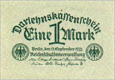 Германия 1 марка  1922 Pick# 61a