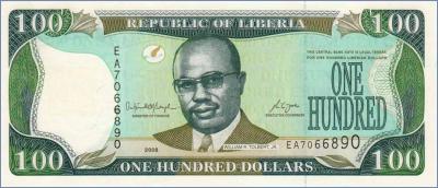 Либерия 100 долларов  2008 Pick# 30d