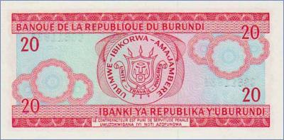 Бурунди 20 франков  1995 Pick# 27c