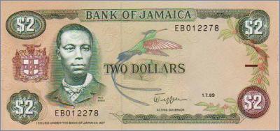 Ямайка 2 доллара  1989 Pick# 69c