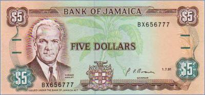 Ямайка 5 долларов  1991 Pick# 70d