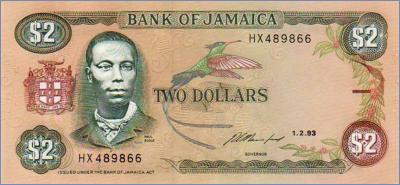 Ямайка 2 доллара  1993 Pick# 69e