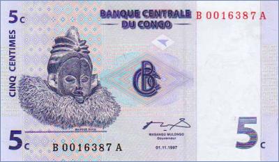Конго 5 сантимов  1997.11.01 Pick# 81а