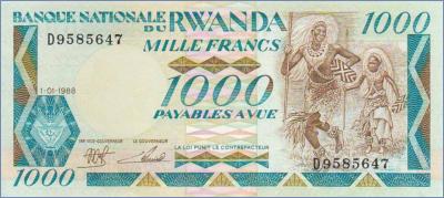Руанда 1000 франков  1988 Pick# 21