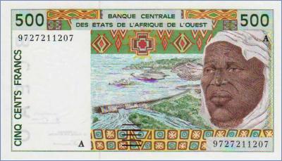 Западно-Африканские Штаты 500 франков (Кот-д’Ивуар)  1997 Pick# 110Ag