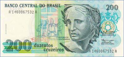Бразилия 200 крузейро  1990 Pick# 229