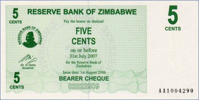 Зимбабве 5 центов  2006 Pick# 34