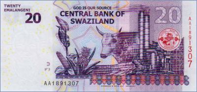 Свазиленд 20 эмалангени  2010 Pick# 37