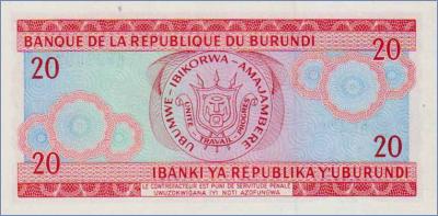 Бурунди 20 франков  1989 Pick# 27b