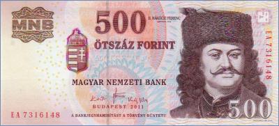 Венгрия 500 форинтов  2011 Pick# 196d