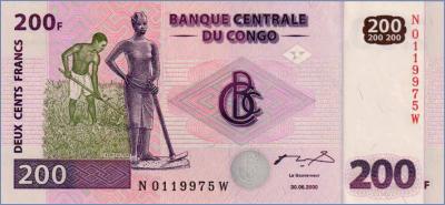 Конго 200 франков  2000 Pick# 95