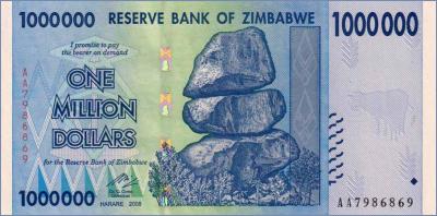 Зимбабве 1000000 долларов  2008 Pick# 77