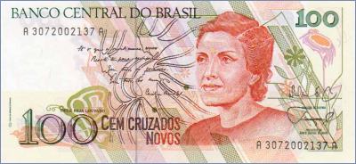 Бразилия 100 новых крузадо  1989 Pick# 220a