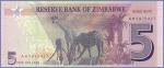 Зимбабве 5 долларов  2016 Pick# 100