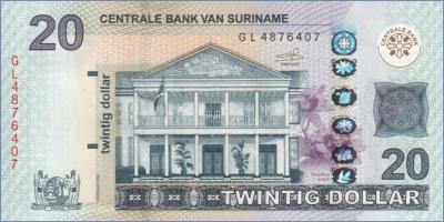 Суринам 20 долларов  2019 Pick# New