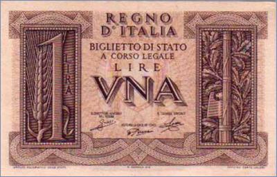Италия 1 лира  1939 Pick# 26