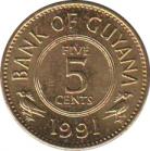  Гайана  5 центов 1991 [KM# 32] 