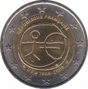  Франция  2 евро 2009 [KM# 1590] 10 лет Экономическому и валютному союзу. 