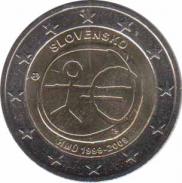  Словакия  2 евро 2009 [KM# 103] 10 лет Экономическому и валютному союзу. 