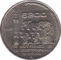  Мексика  200 песо 1985 [KM# 509] 175-летие независимости. 