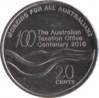  Австралия  20 центов 2010 [KM# 1513] 100-летие налоговой службы. 