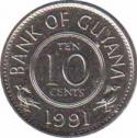  Гайана  10 центов 1991 [KM# 33] 
