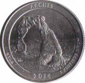  США  25 центов 2014 [KM# New] Национальный парк Арки