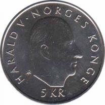  Норвегия  5 крон 1995 [KM# 458] 50-летие Организации Объединенных Наций. 