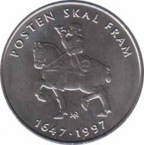 Норвегия  5 крон 1997 [KM# 461] 350-летие Норвежской почтовой службе. 