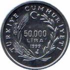  Турция  50000 лир 1999 [KM# 1103] 