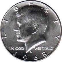 США  50 центов 1968 [KM# 202a] 