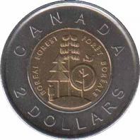  Канада  2 доллара 2011 [KM# 1167] Бореальный лес