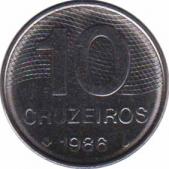  Бразилия  10 крузейро 1986 [KM# 592.2] 