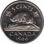  Канада  5 центов 1966 [KM# 60.1] 