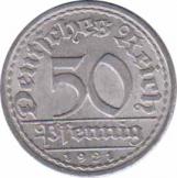  Германия - Веймарская Республика  50 пфеннингов 1921-A [KM# 27] 