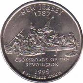  США  25 центов 1999.05.17 [KM# 295] Штат Нью-Джерси
