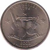  США  25 центов 2002.01.02 [KM# 331] Штат Теннесси