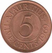  Маврикий  5 центов 1969 [KM# 34] 