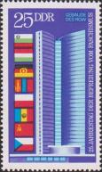 Здание Совета Экономической Взаимопомощи в Москве и флаги восьми государств