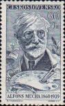 Портрет А. Мухи (1860-1939), автора первой чехословацкой почтовой марки