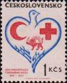 Стилизованный голубь со знаками Красного Креста, Красного Полумесяца и Красного Льва и Солнца