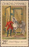 Немецкий художник Йоханн Элиас Ридингер (1698-1767). Конь под седлом и всадник (цветная гравюра на меди)
