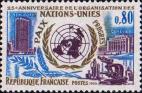 Эмблема ООН, здания в Нью-Йорке и Женеве