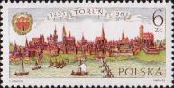 Панорама Торуни по старинной гравюре (XVII в.). Герб города