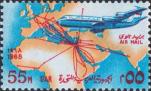 Пассажирский самолёт Ил-18 и карта маршрутов авиакомпании United Arab Airlines