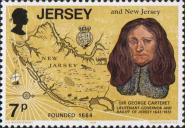 Джордж Картерет (1610-1680), мореплаватель и губернатор; старинная карта Нью-Джерси 