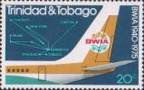 Хвост Boeing 707 с эмблемой BWIA, схема маршрутов авиакомпании